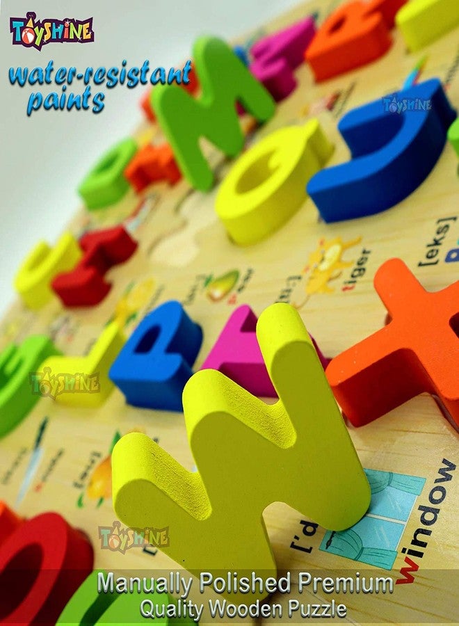 توي شاين لعبة ألغاز صورية خشبية مميزة من توي شاين، 3 في 1، تتضمن حروف الأبجدية والأرقام من 1 إلى 3 (من 0 إلى 20 كبيرة) وحروف الأبجدية الصغيرة، لعبة تعليمية وتدريبية، متعددة الألوان - Image 4